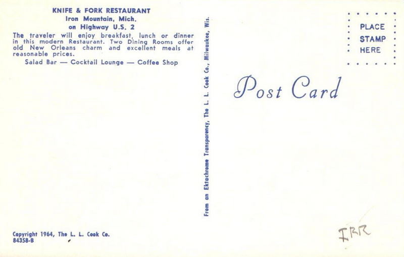 Knife & Fork Restaurant - Vintage Postcard (newer photo)